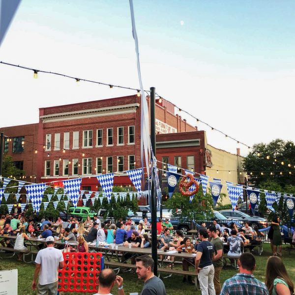 Crowds of guests pack the tables for Oktoberfest at Bull McCabe's Irish Pub.