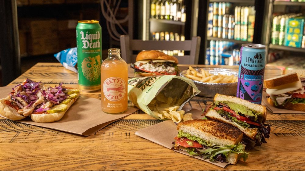 Sandwiches, chips and drinks at Durham's Common Market.