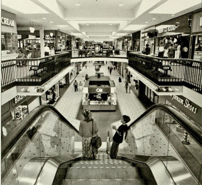 The interior of South Square Mall circa 1990