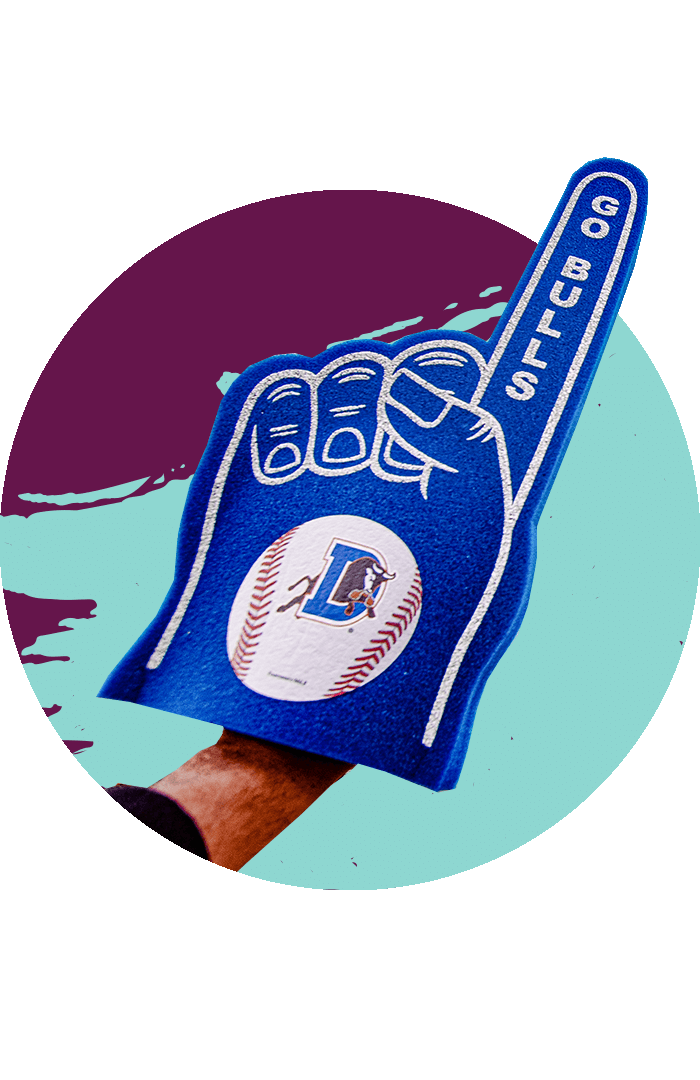 Showing pride with a Durham Bulls foam hand